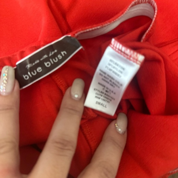 Blue Blush Red Skinny Pants Vibrant Stretchy Design - Picture 2 of 3